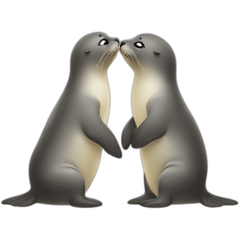 Cute kissing seals in a heart emoji