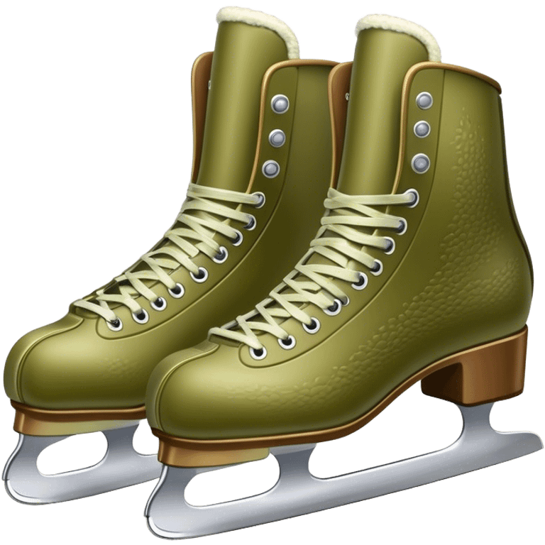 Olive color ice skates realistic  emoji