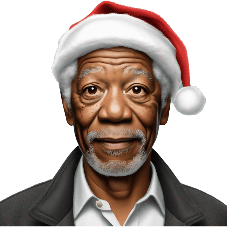 Morgan Freeman with santa hat emoji