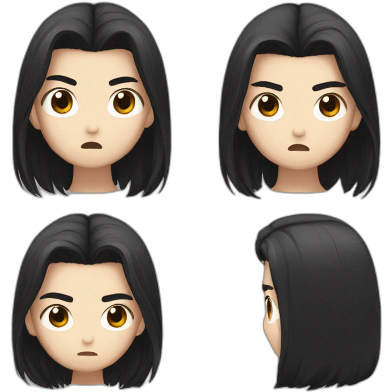 Long hair,korean,hansome,black hair,angry emoji