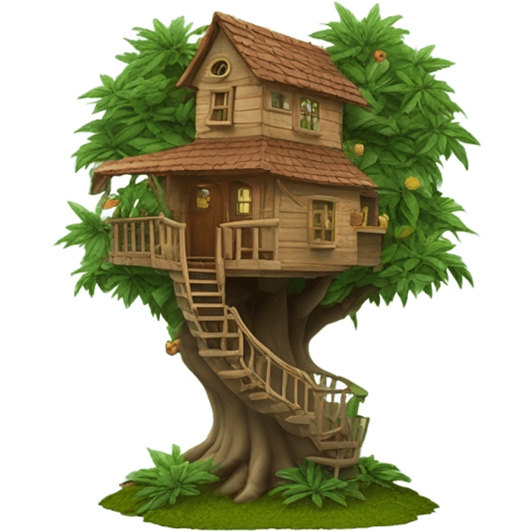 a miniture tree house on a cannabis plant  emoji