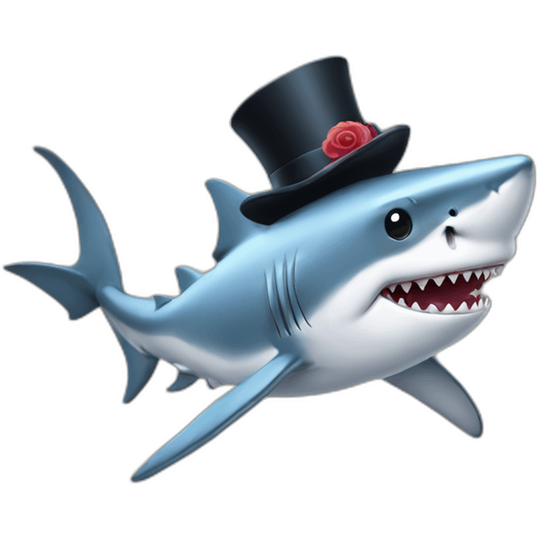 Shark with a top hat emoji