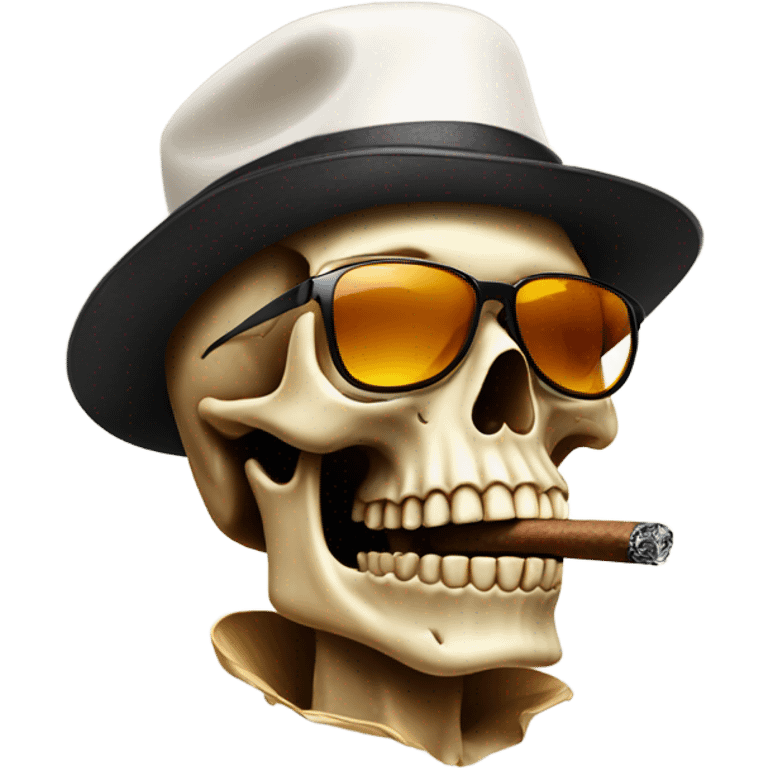 Skull with sunglasses, a cap with flow and smoking a cigar emoji