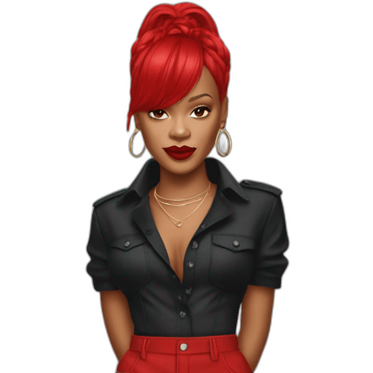 Rihanna en tenue rouge emoji