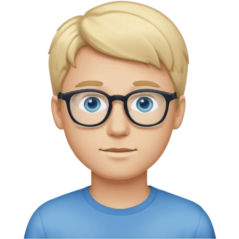 white boy with blonde hair blue eyes and glasses pooping emoji