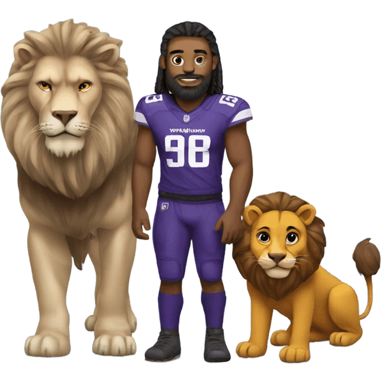 Minnesota Viking with pet lion emoji