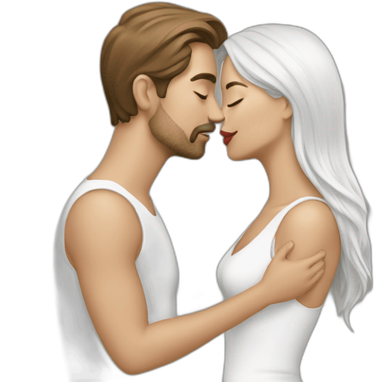 men kiss women white emoji