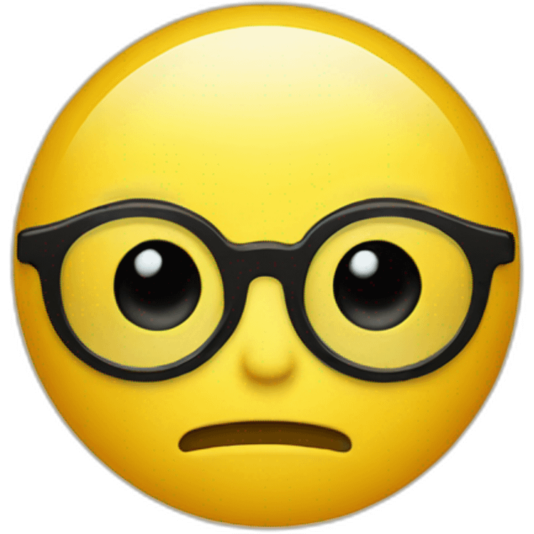 Yellow circle head with black eyes black glasses emoji