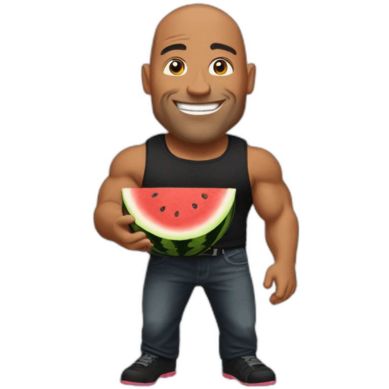 the rock holding watermelon emoji