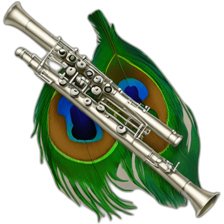 Flute with peacock feather  emoji