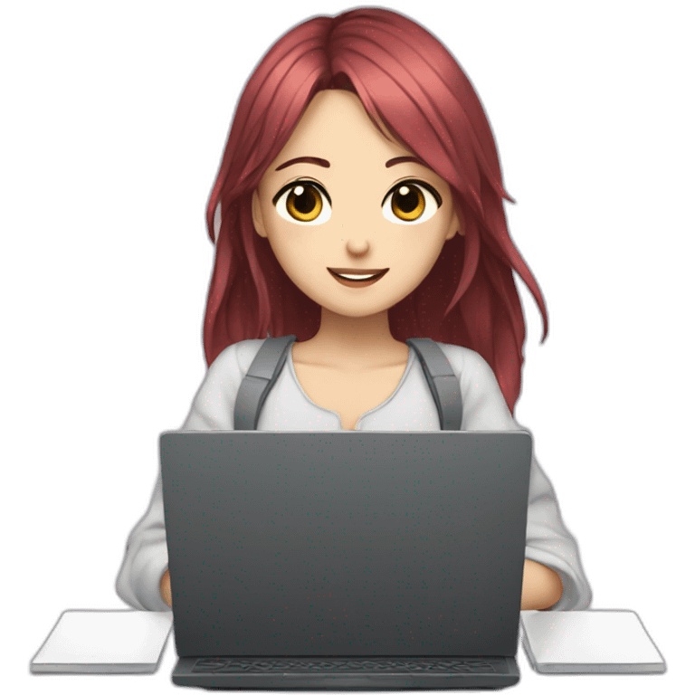 Anime girl with a laptop emoji