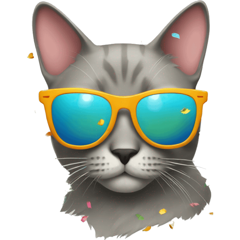 cat with sunglasse and confetti emoji