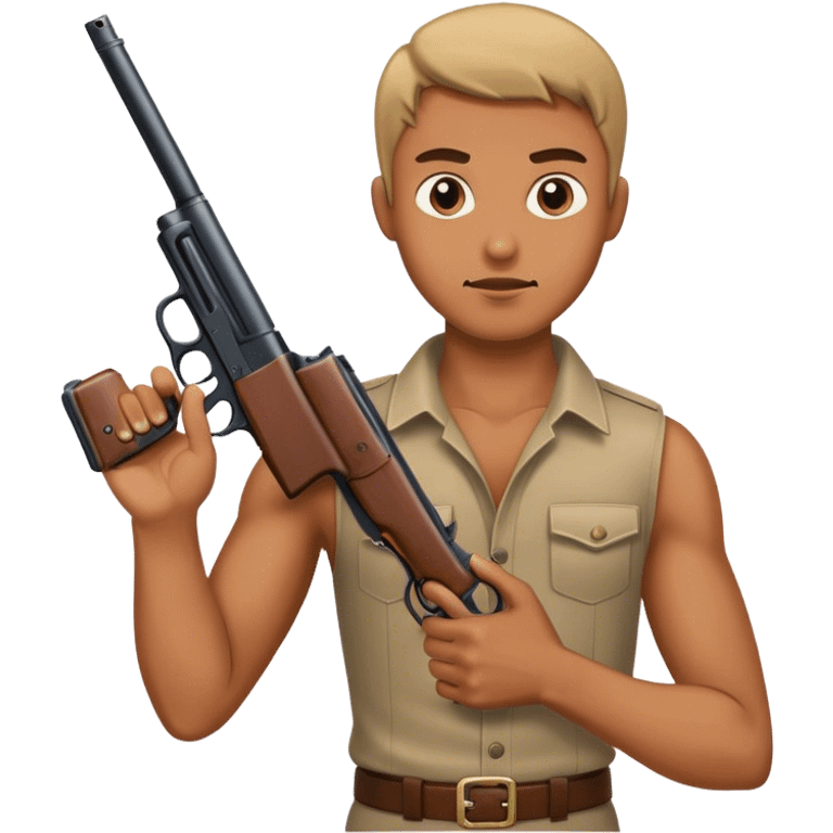 A guy holding a gun emoji