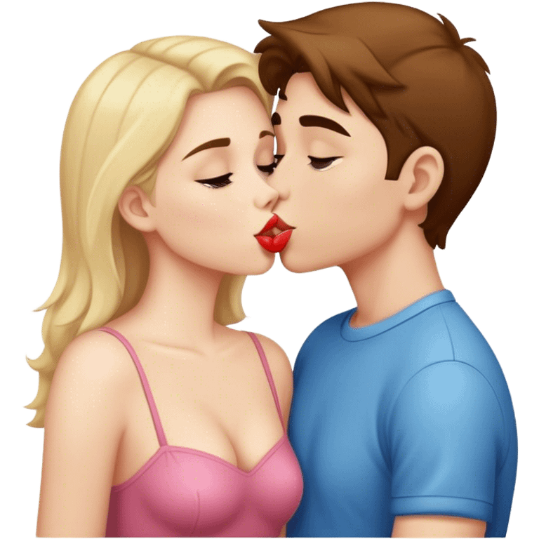 couple kiss on lips boy and girl  emoji