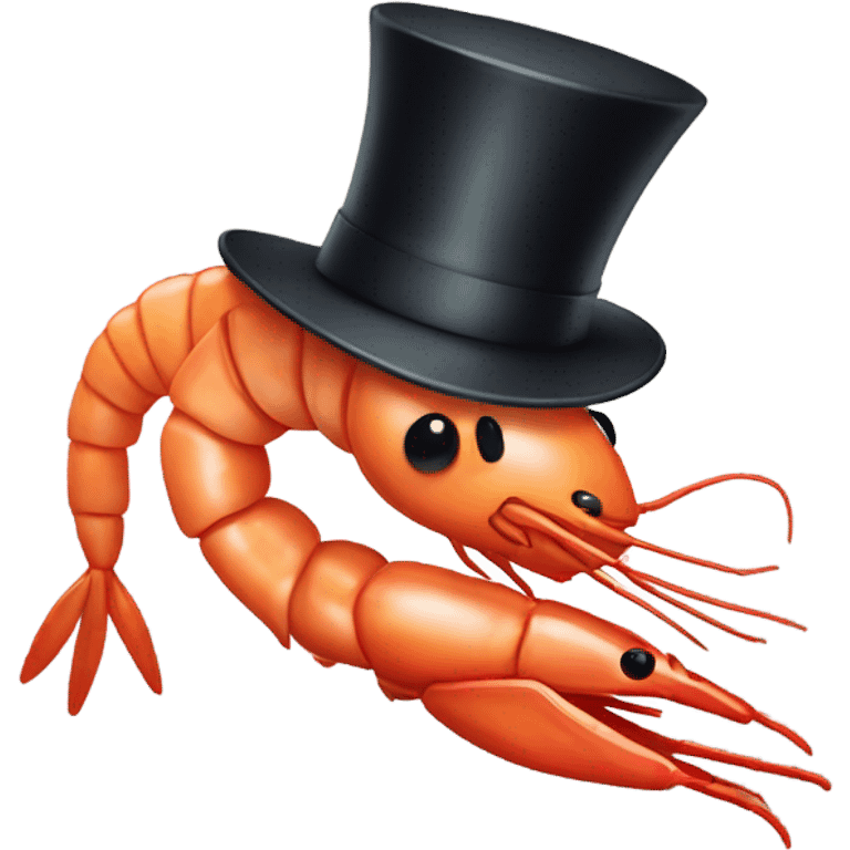 Shrimp with a top hat emoji