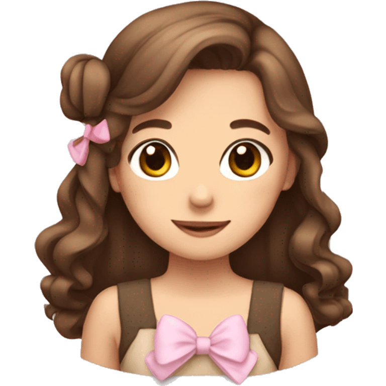 cute girl with brown hair and bows on them emoji