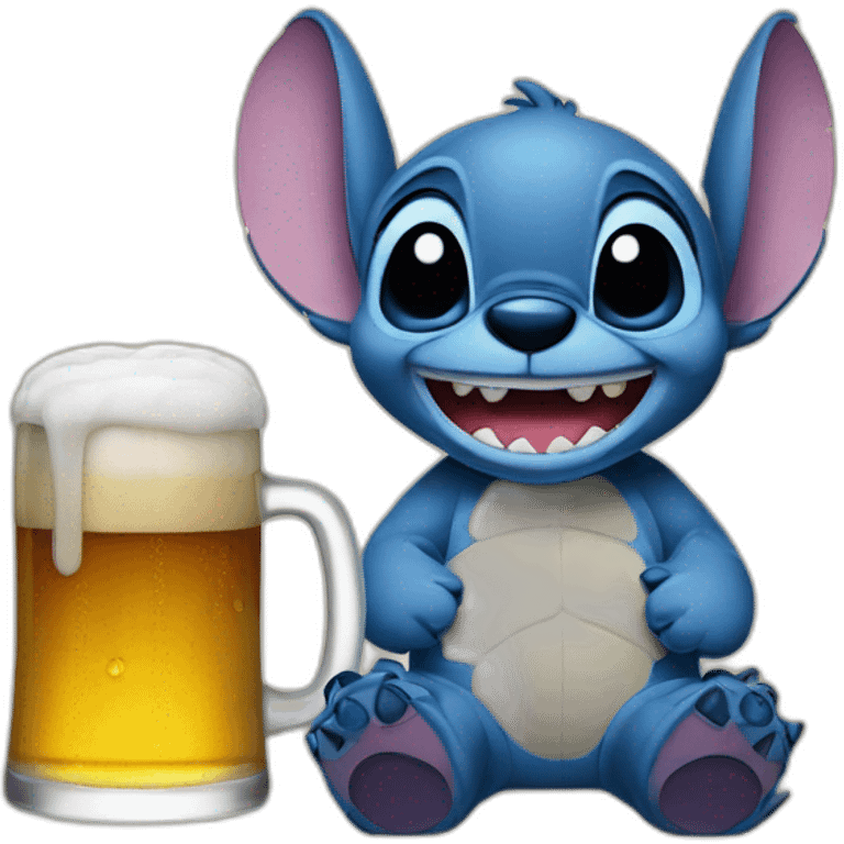 Stitch with a beer emoji