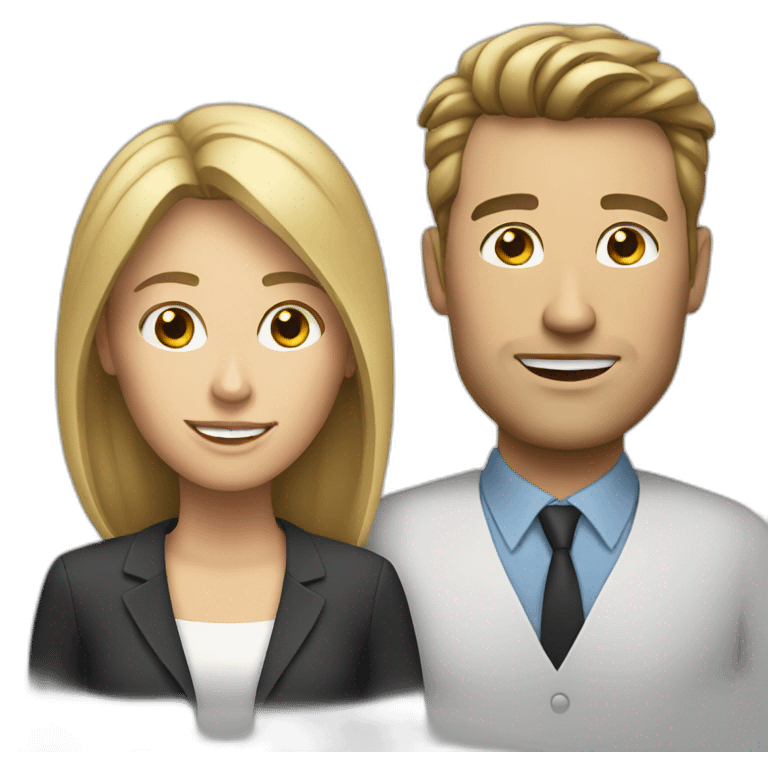 interview white man and white woman emoji