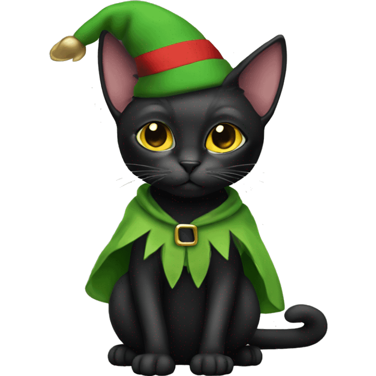 Black cat with elf clothes emoji