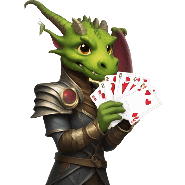 A dragon holding a hand of magic the gathering cards emoji