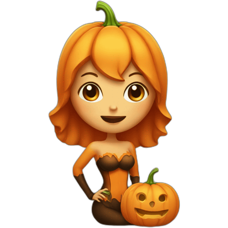 Cute sexy pumpkin woman emoji