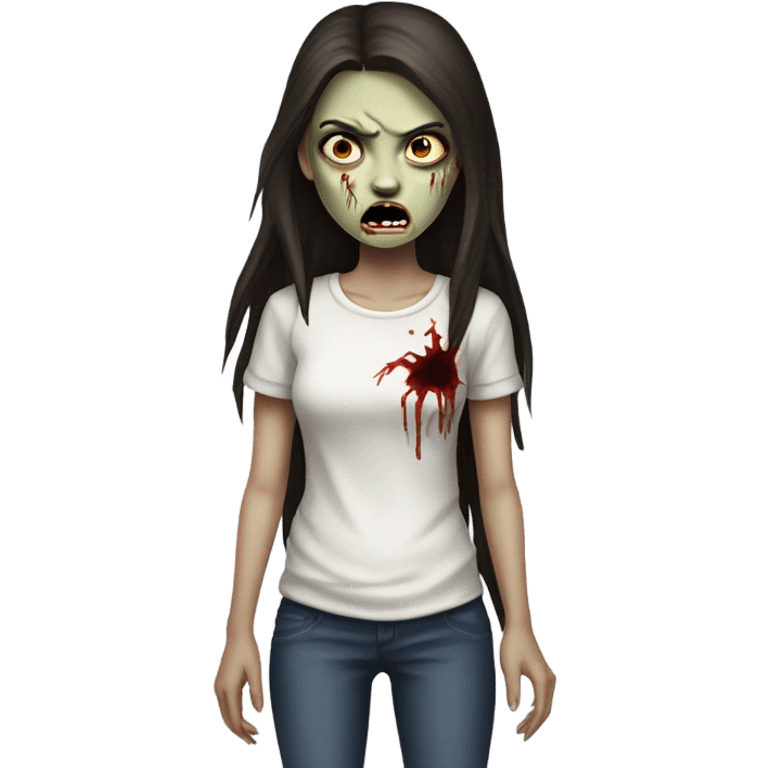 Brunette zombie girl in horror zombie  emoji