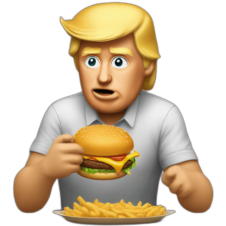 Trump eating burger emoji