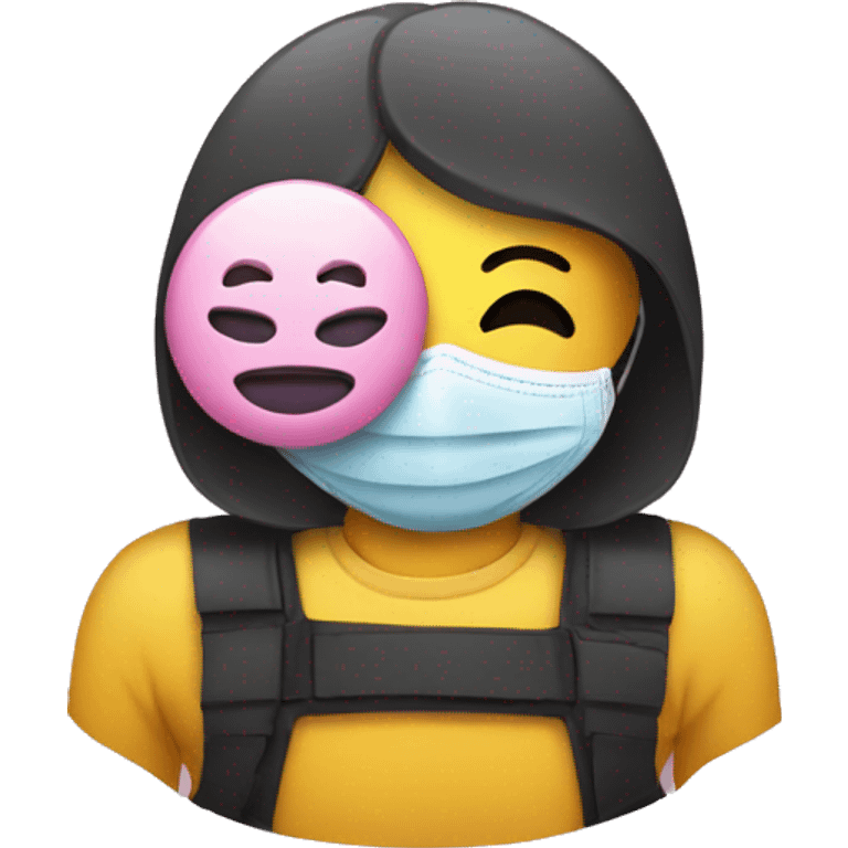 Smiley face with mask and a doll  emoji