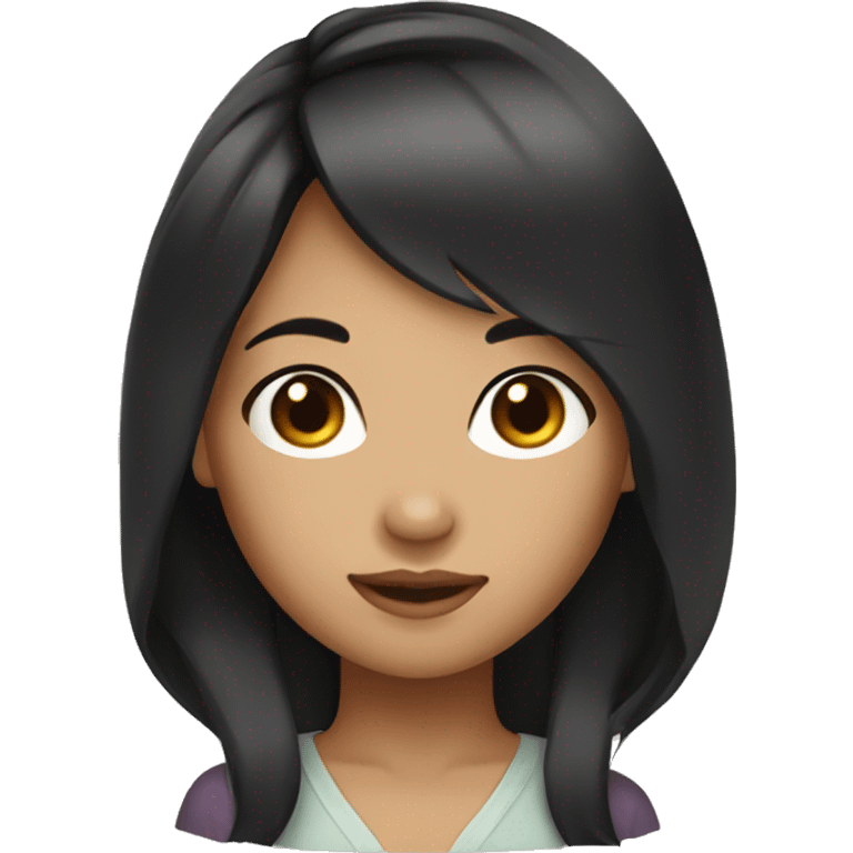 Black hair Asian girl with tan skin emoji