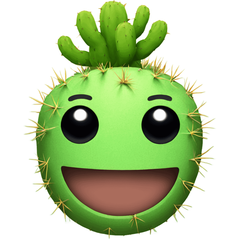 Smiley face with cactus skin emoji