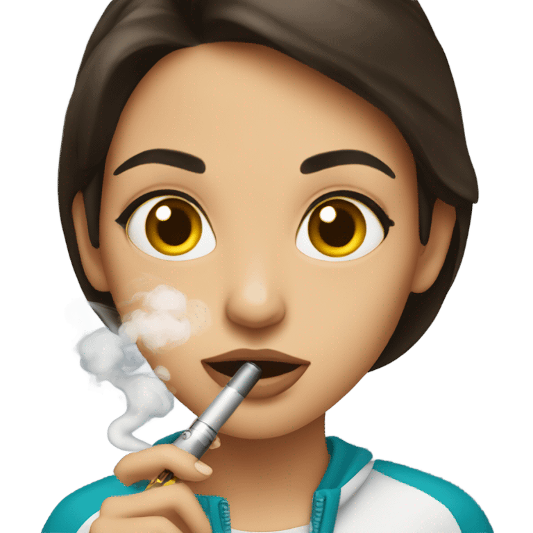 brunette girl vaping emoji