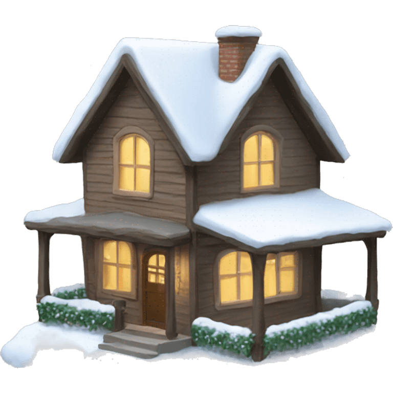 House with the snow on the roof and garland  emoji