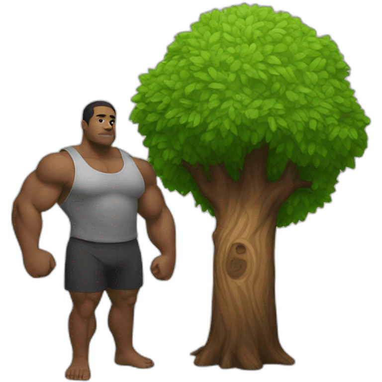 A strong big man with Tree in his arm emoji