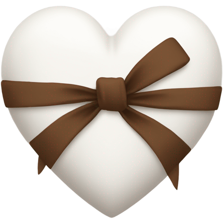 A white heart with a brown bow emoji