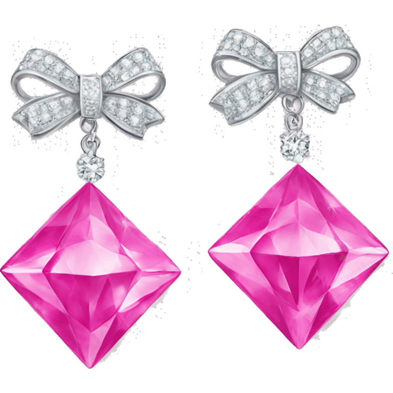 diamond earrings with a bow in pink emoji