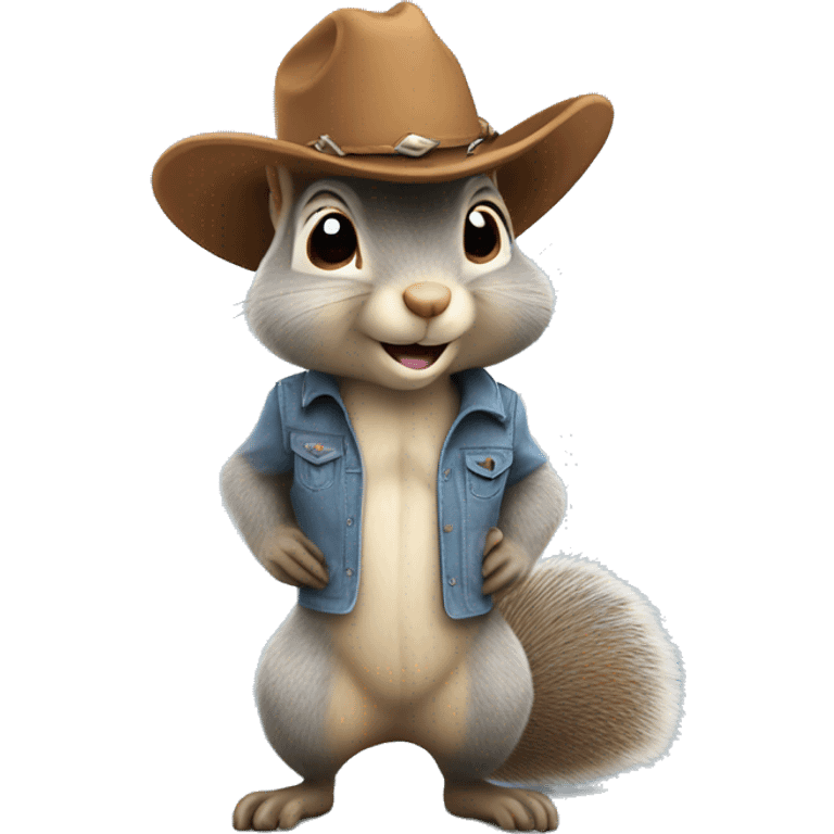 Full body grey Squirrel wearing a cowboy hat emoji