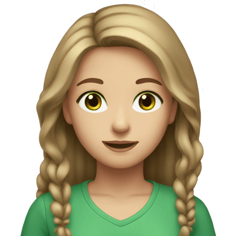 girl light brown hair green eyes long hair  emoji