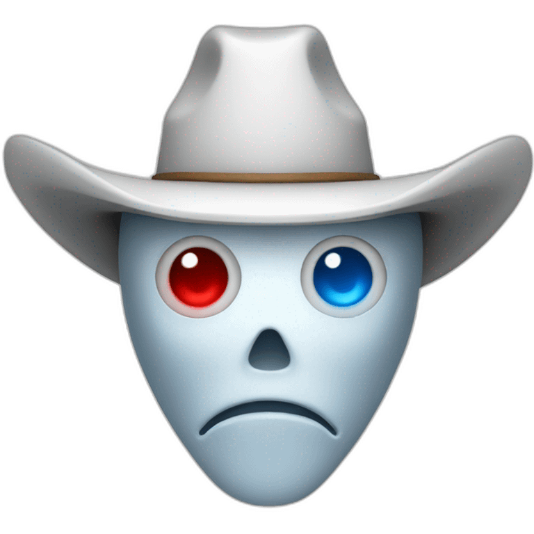 ghost cowboy with blue and red eye emoji