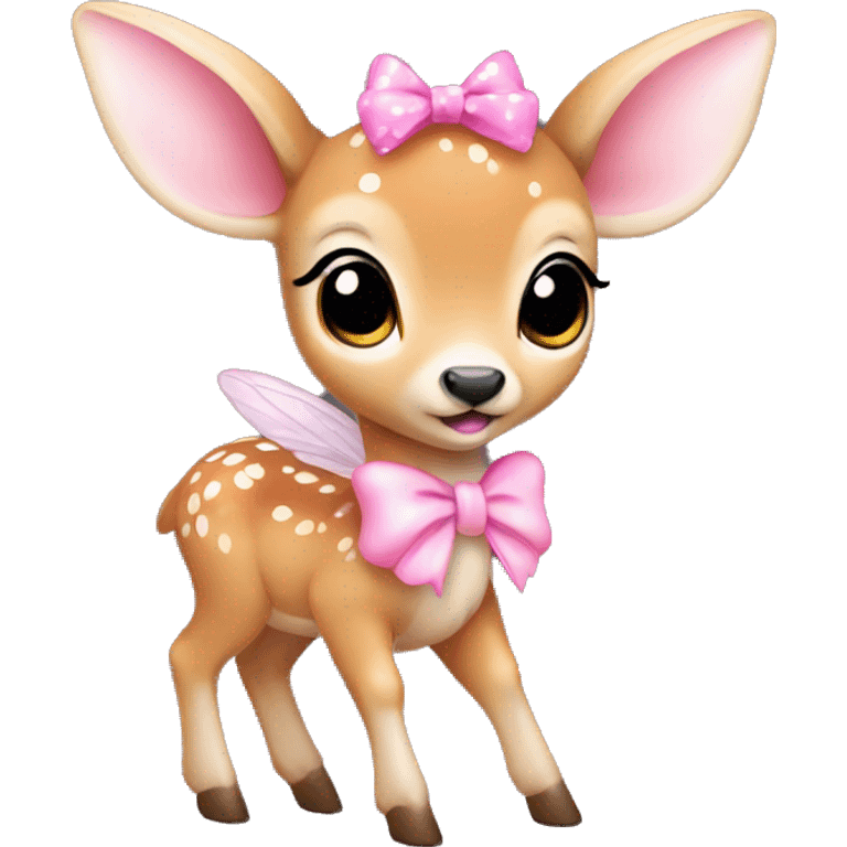 baby deer with fairy wings and a pink bow around its neck  emoji