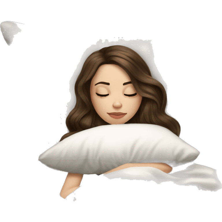 sleeping beauty brunette shoulder length hair white girl with silk pillow emoji