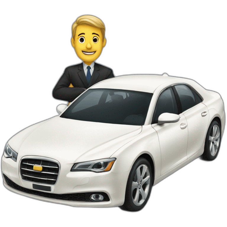 succesful man with a luxary car emoji