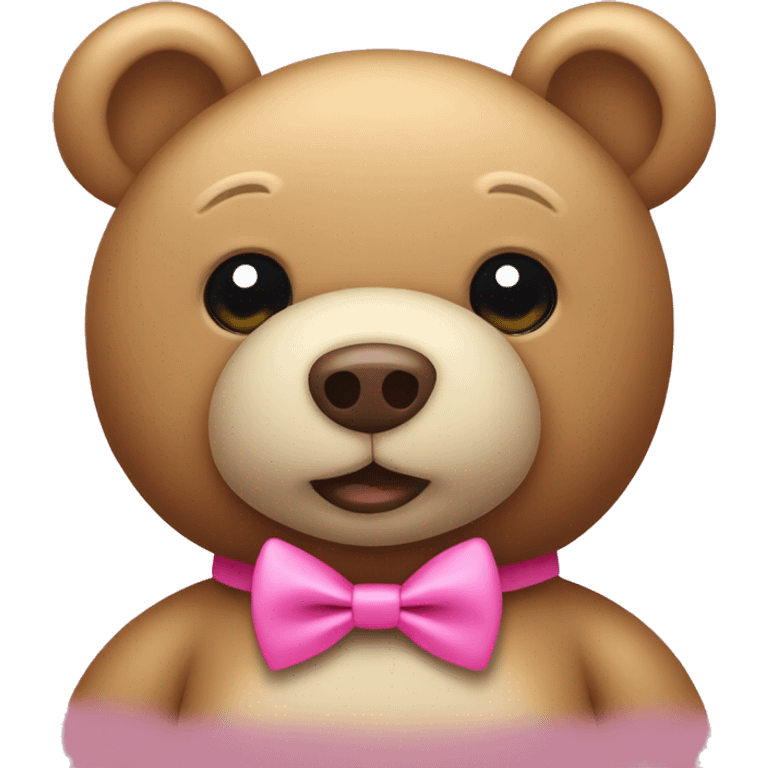 a cute teddy bear w/ a pink bowtie on its head emoji