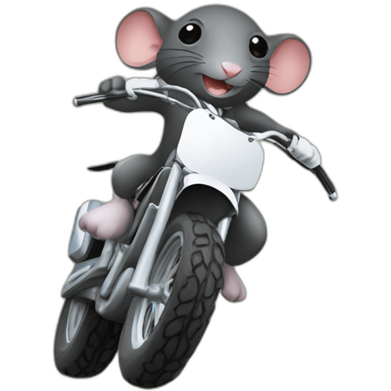 Rat qui fait une roue arrière en moto cross emoji