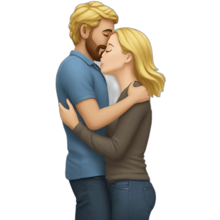 White Woman kiss neck man and hug him from behind emoji