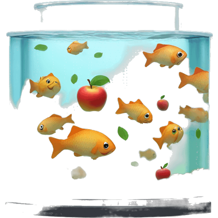 There are apples floating in the fish tank emoji