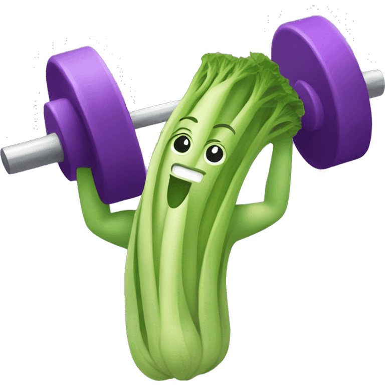 Purple celery lifting weights  emoji