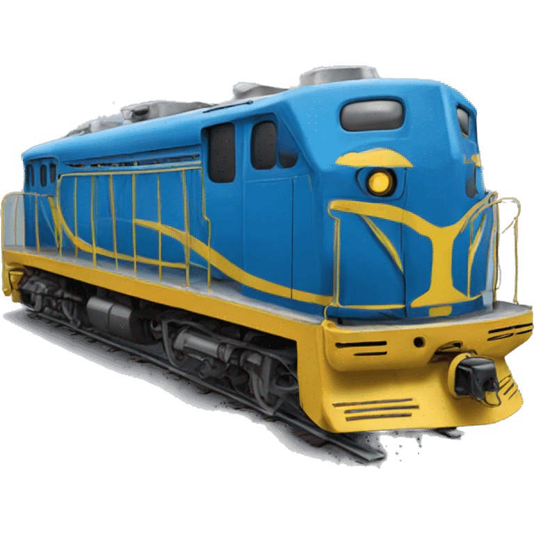 Blue and yellow old train emoji