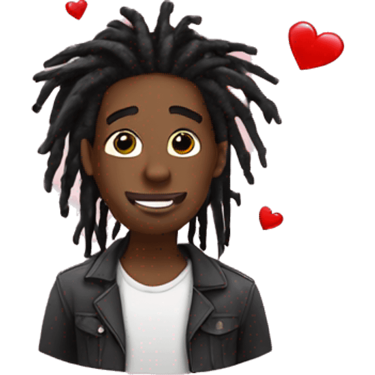  black male with dreads in love hearts emoji