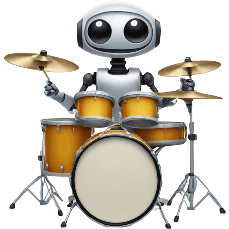 cute robot plays the drum set emoji