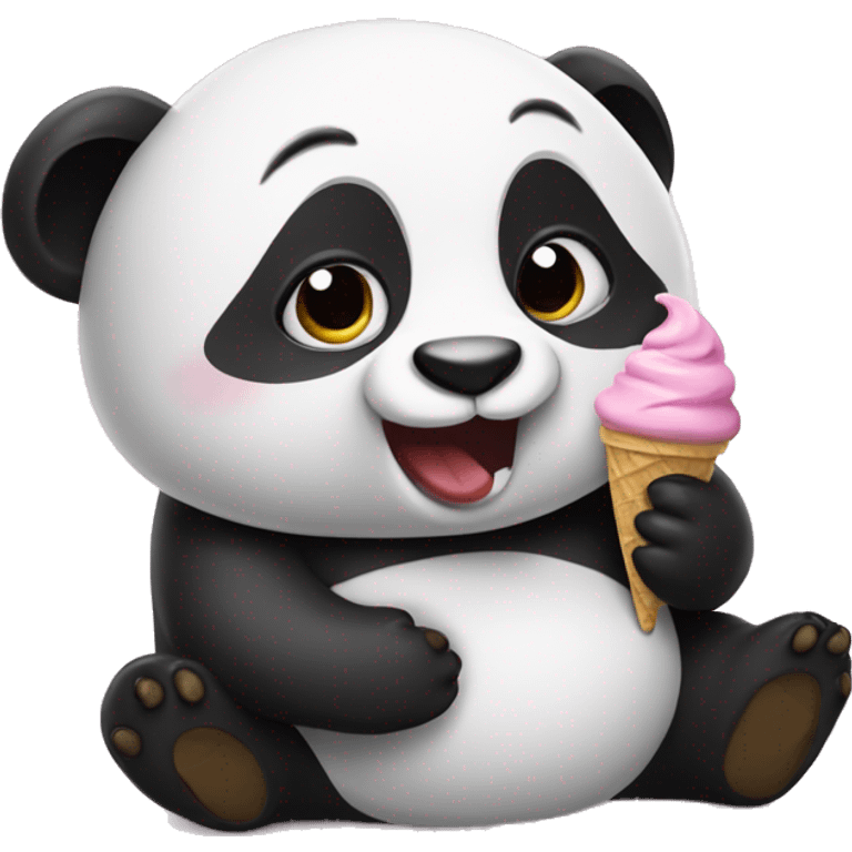 Panda eating ice cream emoji